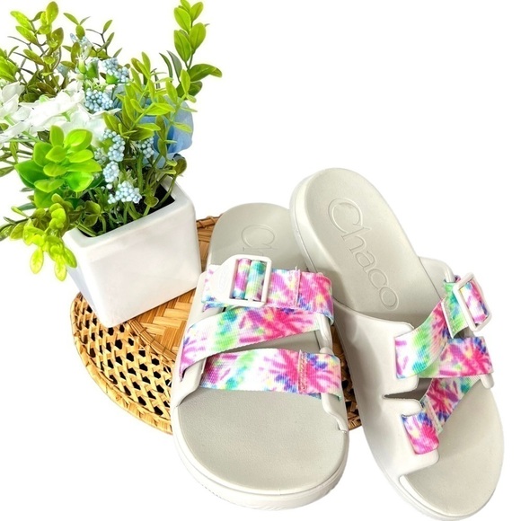 Chaco Chillos Hash Slide Sandal Light Tie Dye Women’s Size 6 - Picture 1 of 17